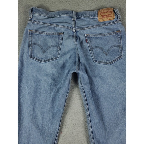 Levis 505 Jeans Mens 36x30 Blue Casual Straight Leg Denim Pants * - Picture 8 of 11